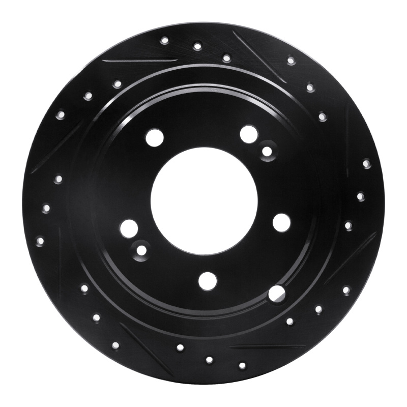Picture of R1 04-06 Kia AMANTI Rear Right Drilled & Slotted Black Brake Rotor