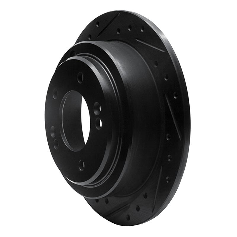 Picture of R1 04-06 Kia AMANTI Rear Left Drilled & Slotted Black Brake Rotor