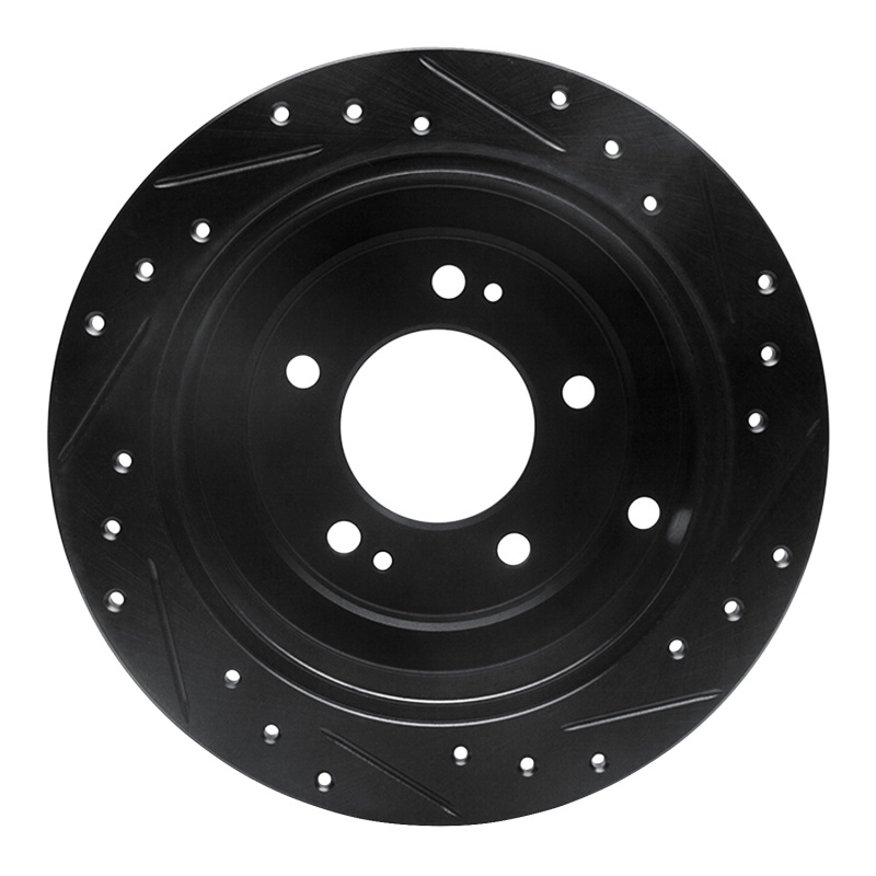 Picture of R1 04-06 Kia AMANTI Rear Left Drilled & Slotted Black Brake Rotor