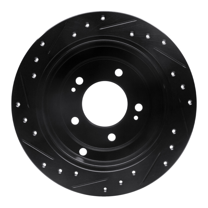 Picture of R1 04-06 Kia AMANTI Rear Right Drilled & Slotted Black Brake Rotor
