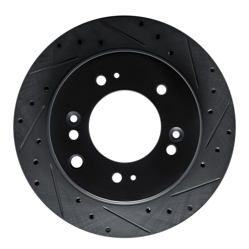 Picture of R1 07-09 Kia Sorento Rear Right Drilled & Slotted Black Brake Rotor