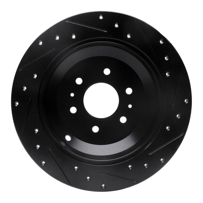 Picture of R1 09-10 Kia BORREGO Rear Left Drilled & Slotted Black Brake Rotor