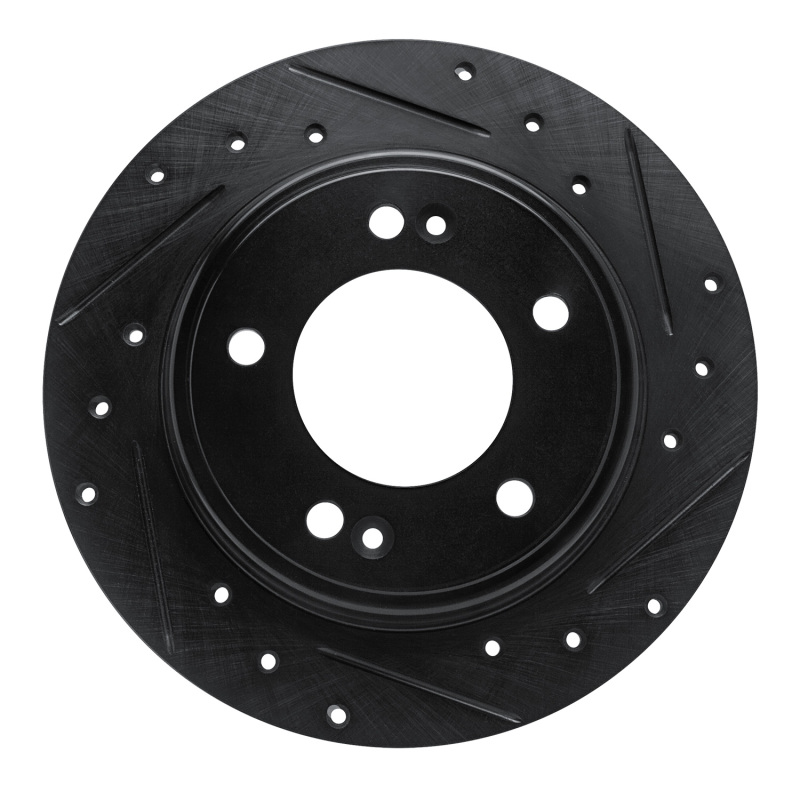 Picture of R1 17-25 Hyundai Elantra Rear Right Drilled & Slotted Black Brake Rotor