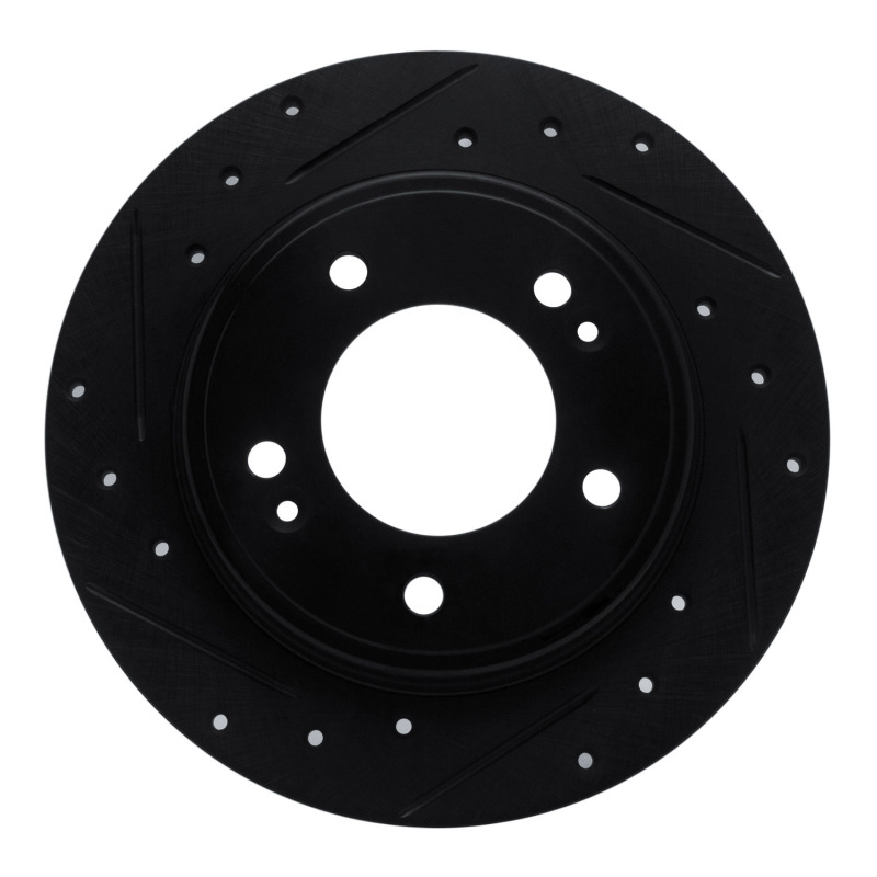 Picture of R1 17-25 Hyundai Elantra GT Rear Left Drilled & Slotted Black Brake Rotor