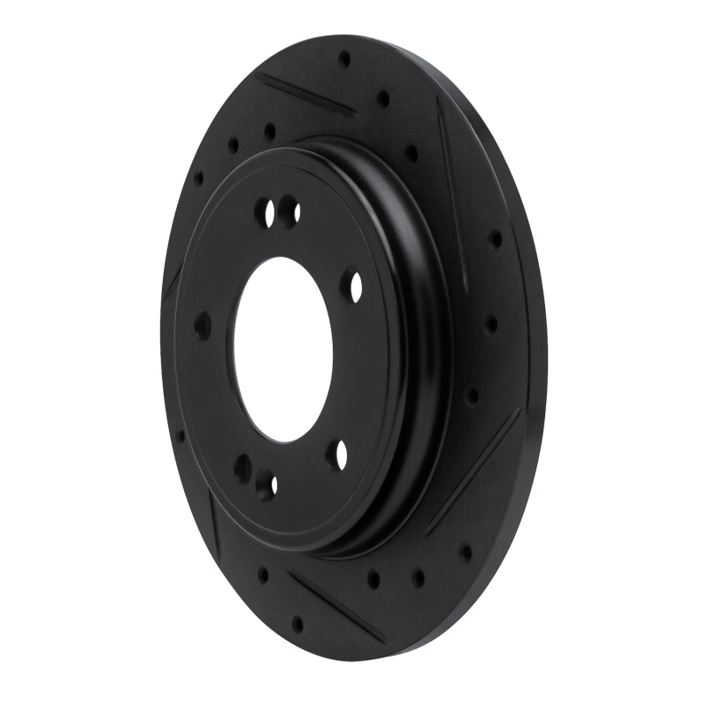 Picture of R1 17-25 Hyundai Elantra Rear Right Drilled & Slotted Black Brake Rotor