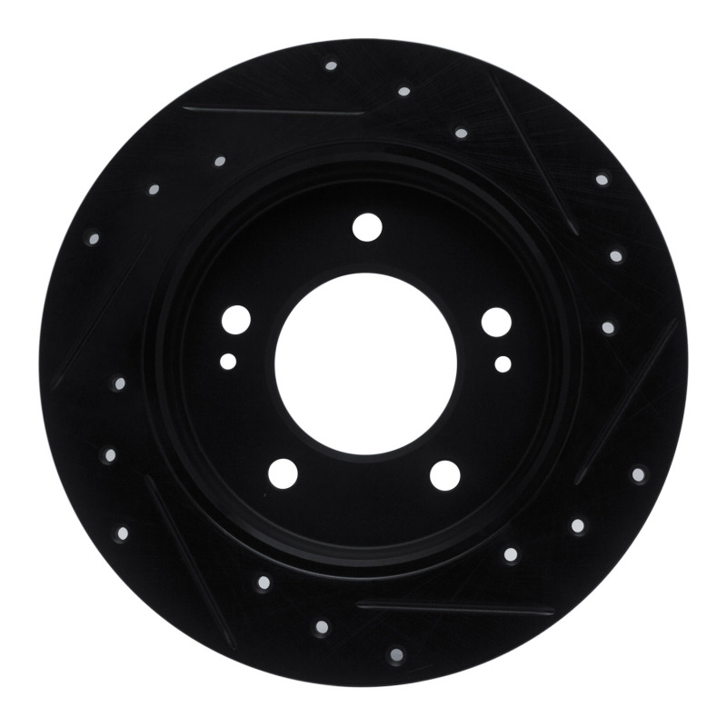 Picture of R1 17-25 Hyundai Elantra GT Rear Left Drilled & Slotted Black Brake Rotor