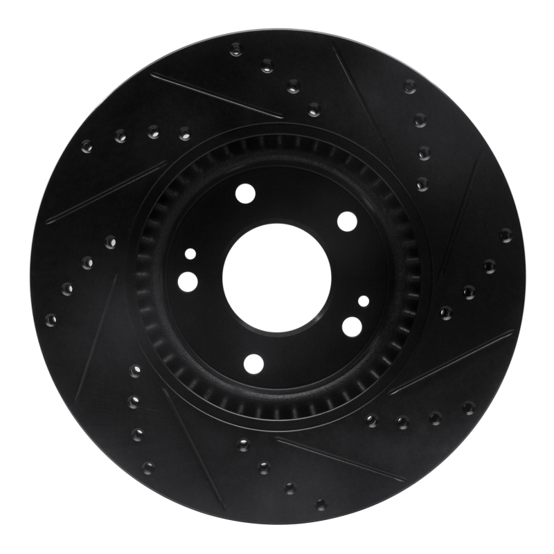 Picture of R1 12-16 Kia Sportage (USA/Canada) Front Left Drilled & Slotted Black Brake Rotor