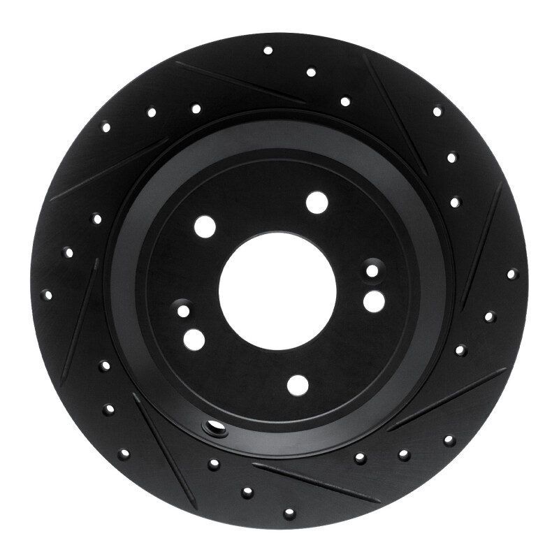 Picture of R1 18-23 Genesis G70 Rear Right Drilled & Slotted Black Brake Rotor
