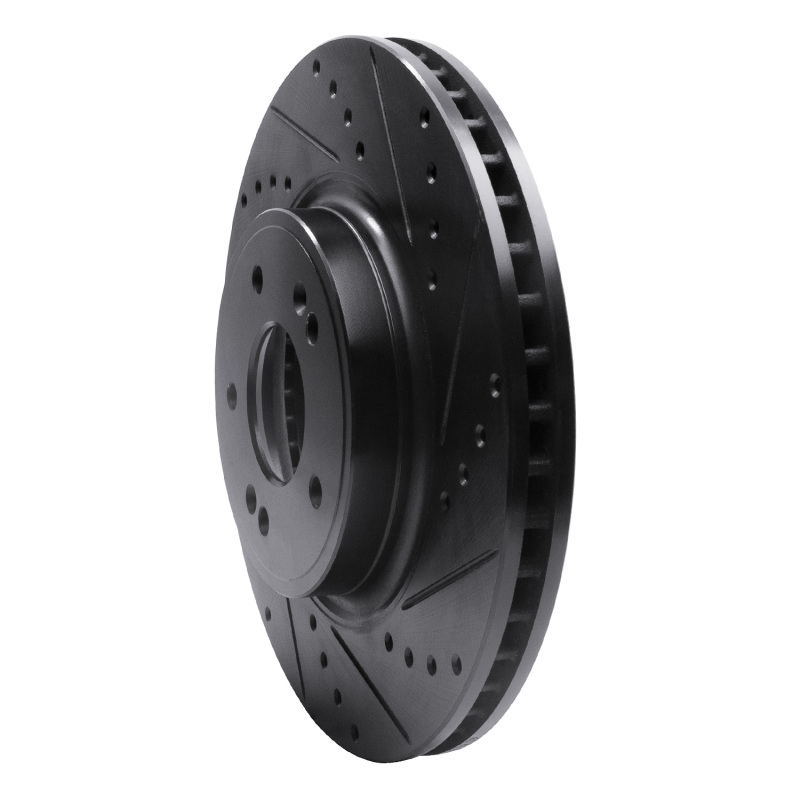 Picture of R1 18-23 Genesis G70 Front Right Drilled & Slotted Black Brake Rotor