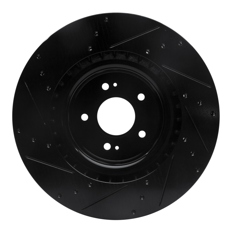 Picture of R1 18-22 Genesis G70 Front Right Drilled & Slotted Black Brake Rotor