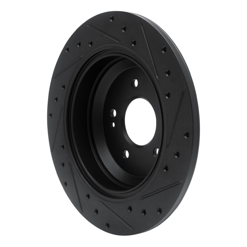 Picture of R1 18-23 Genesis G70 Rear Left Drilled & Slotted Black Brake Rotor