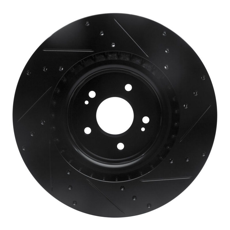 Picture of R1 18-22 Genesis G70 Front Left Drilled & Slotted Black Brake Rotor