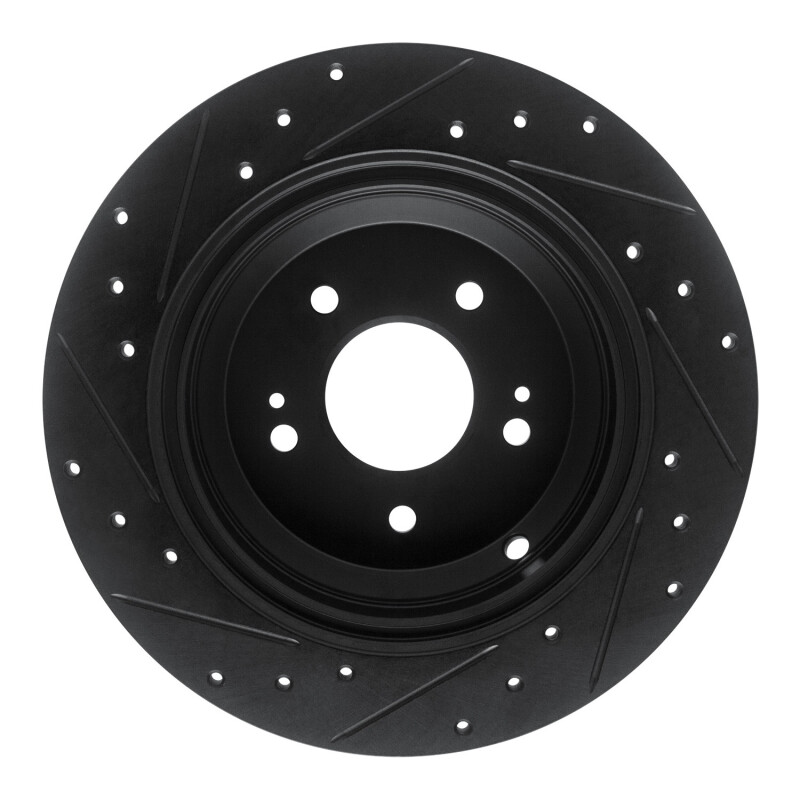 Picture of R1 18-23 Genesis G70 Rear Right Drilled & Slotted Black Brake Rotor