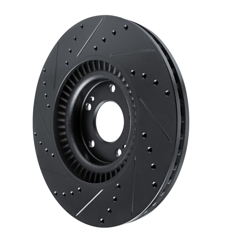 Picture of R1 20-25 Hyundai Palisade Front Right Drilled & Slotted Black Brake Rotor