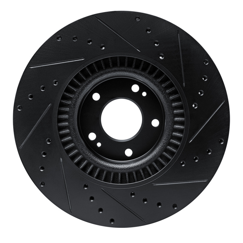 Picture of R1 20-25 Hyundai Palisade Front Left Drilled & Slotted Black Brake Rotor
