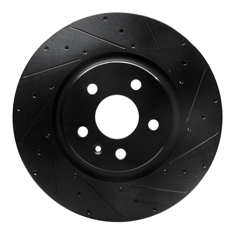 Picture of R1 12-21 Tesla Model X Front Right Drilled & Slotted Black Brake Rotor