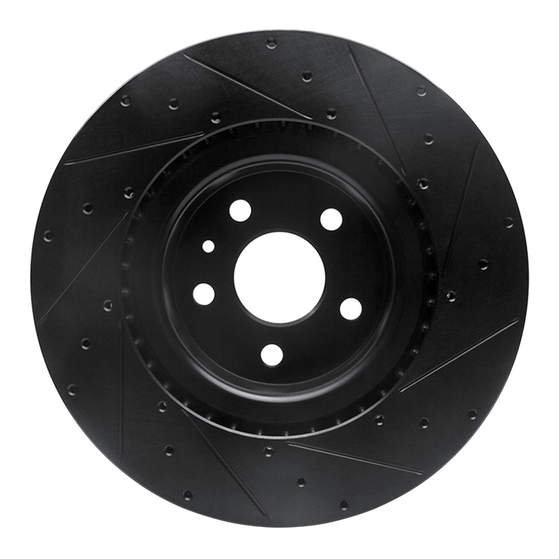 Picture of R1 12-21 Tesla Model S Front Left Drilled & Slotted Black Brake Rotor