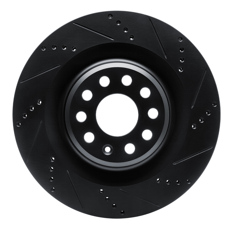 Picture of R1 12-21 Tesla Model S Rear Right Drilled & Slotted Black Brake Rotor