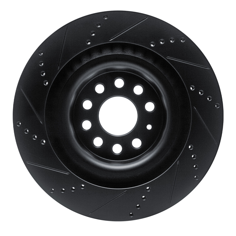 Picture of R1 12-21 Tesla Model S Rear Right Drilled & Slotted Black Brake Rotor