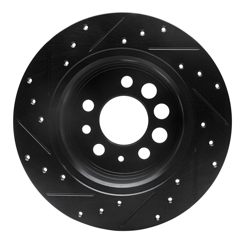 Picture of R1 74-95 Volvo 244 Rear Right Drilled & Slotted Black Brake Rotor