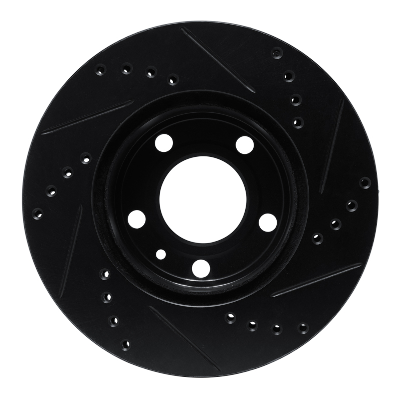 Picture of R1 82-90 Volvo 760 Series Front Left Drilled & Slotted Black Brake Rotor