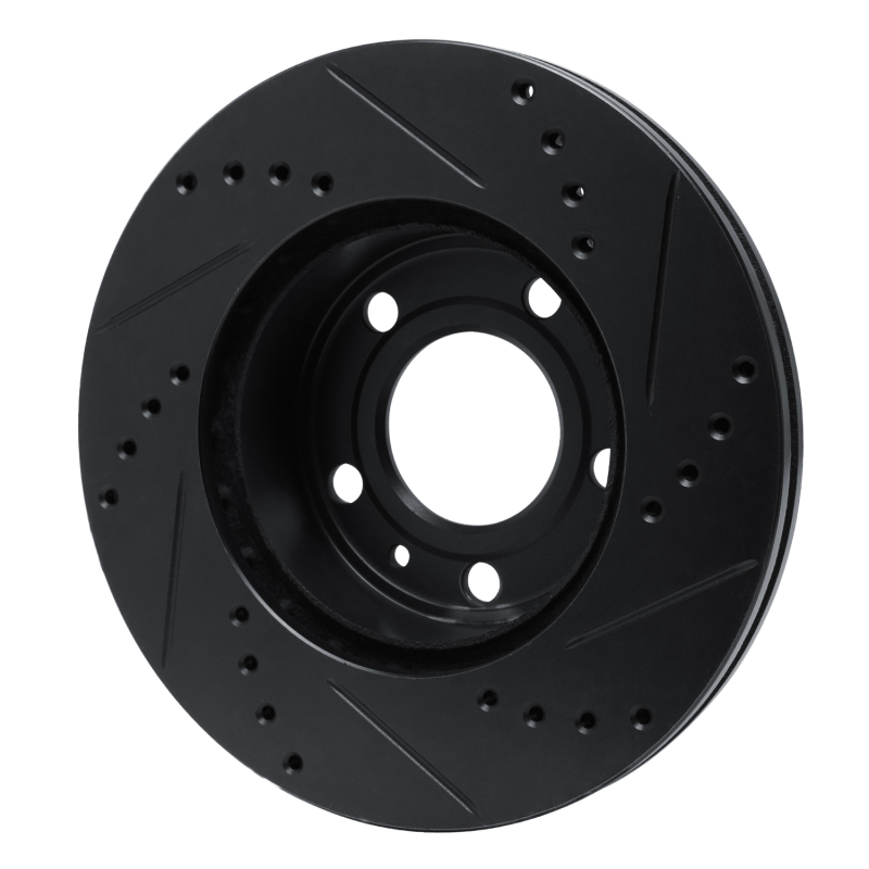 Picture of R1 82-90 Volvo 760 Series Front Left Drilled & Slotted Black Brake Rotor