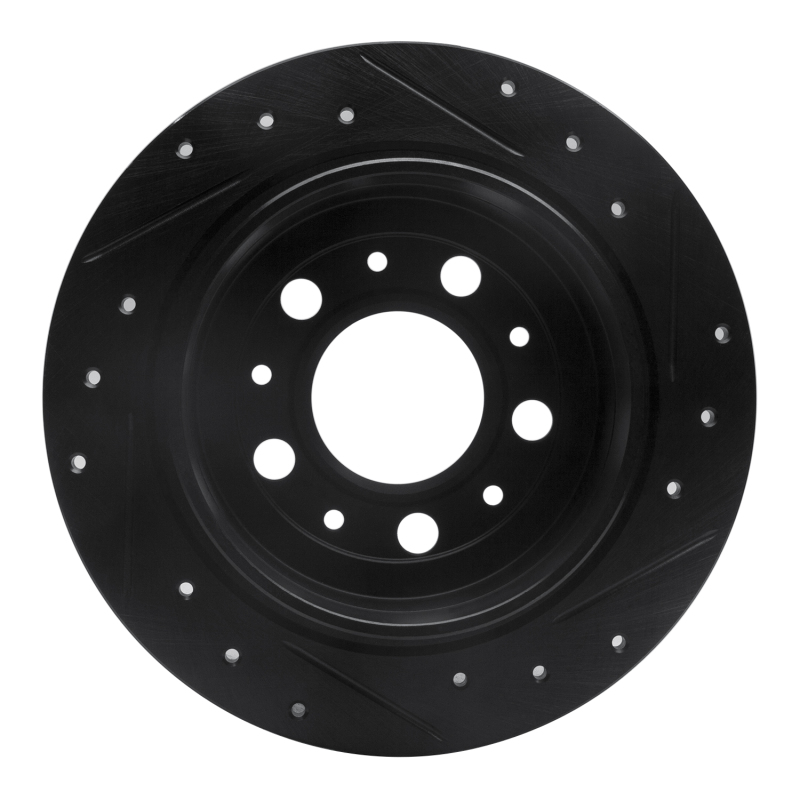 Picture of R1 95-97 Volvo 960 Rear Left Drilled & Slotted Black Brake Rotor