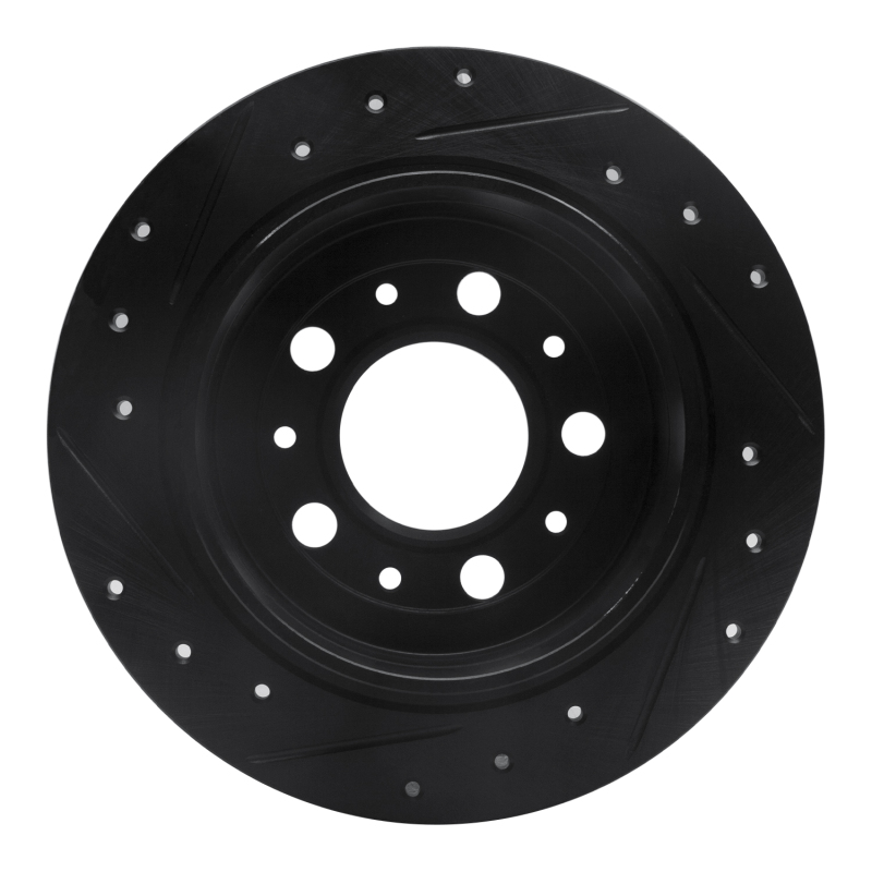 Picture of R1 95-97 Volvo 960 Rear Right Drilled & Slotted Black Brake Rotor