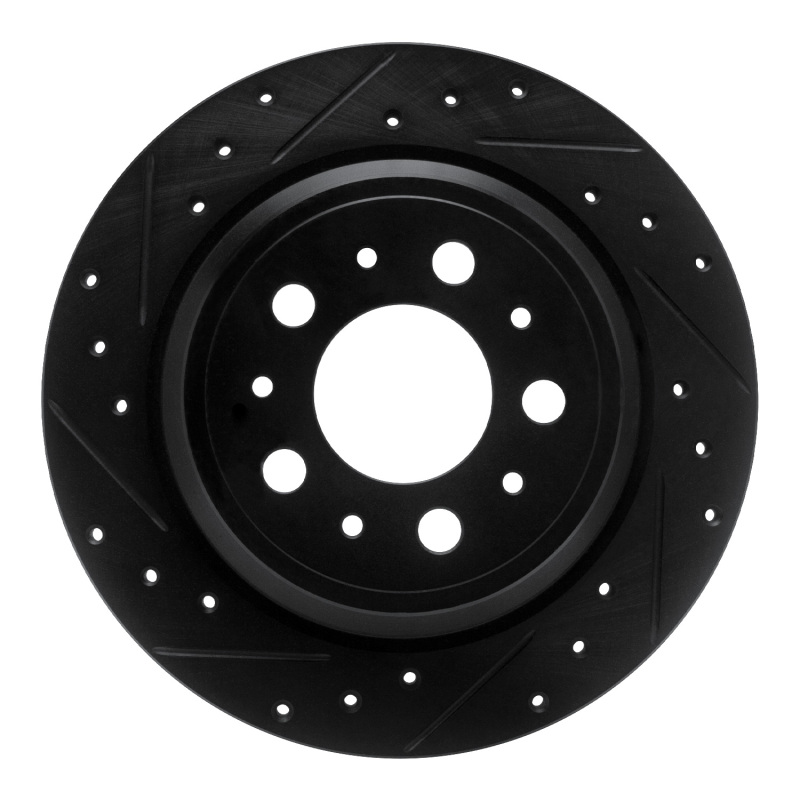 Picture of R1 99-00 Volvo V70 Rear Left Drilled & Slotted Black Brake Rotor