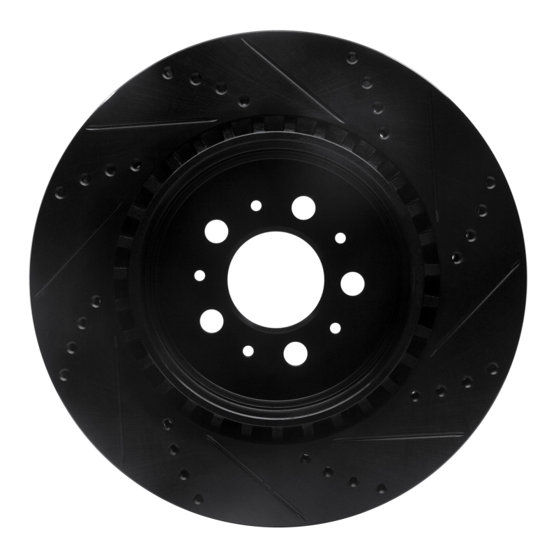 Picture of R1 04-07 Volvo V70 Rear Left Drilled & Slotted Black Brake Rotor