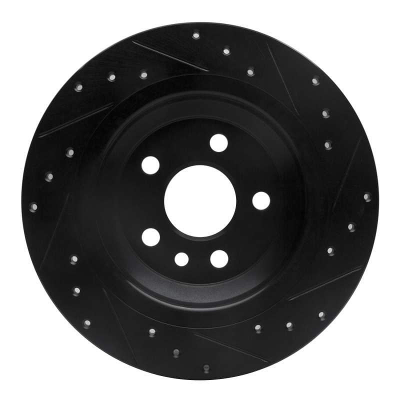 Picture of R1 07-18 Volvo V60 Cross Country Rear Left Drilled & Slotted Black Brake Rotor