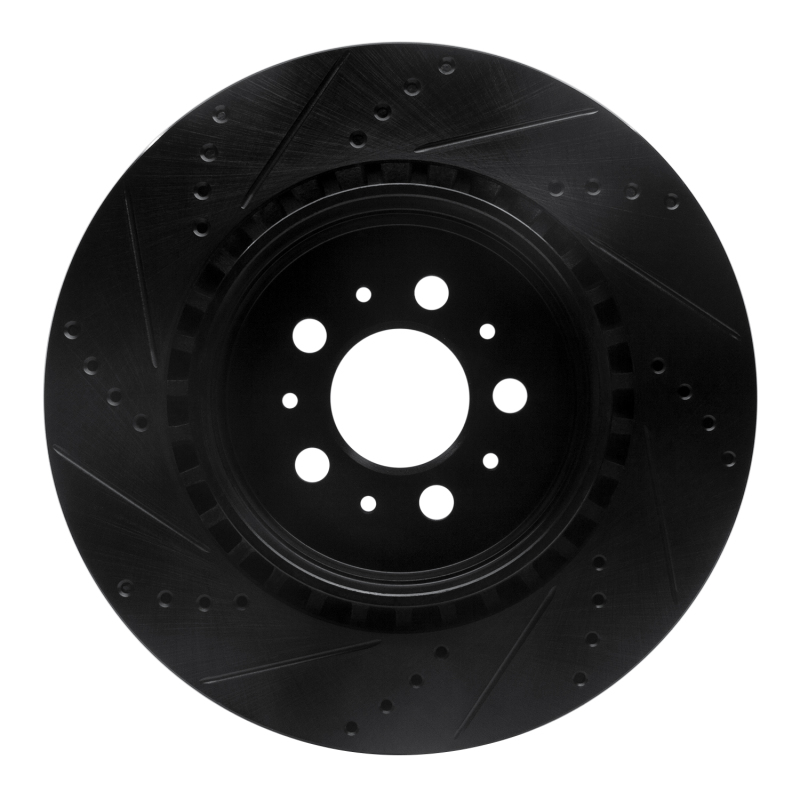 Picture of R1 04-07 Volvo V70 Rear Right Drilled & Slotted Black Brake Rotor