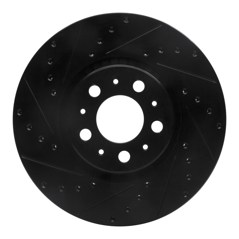 Picture of R1 03-09 Volvo S60 Front Left Drilled & Slotted Black Brake Rotor