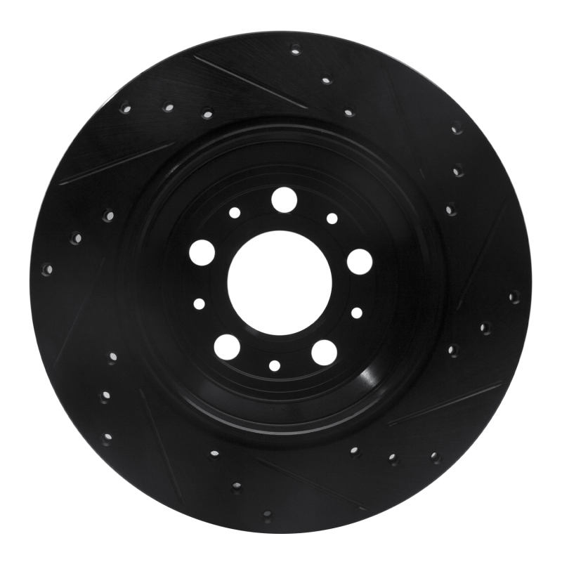 Picture of R1 03-14 Volvo XC90 Rear Left Drilled & Slotted Black Brake Rotor