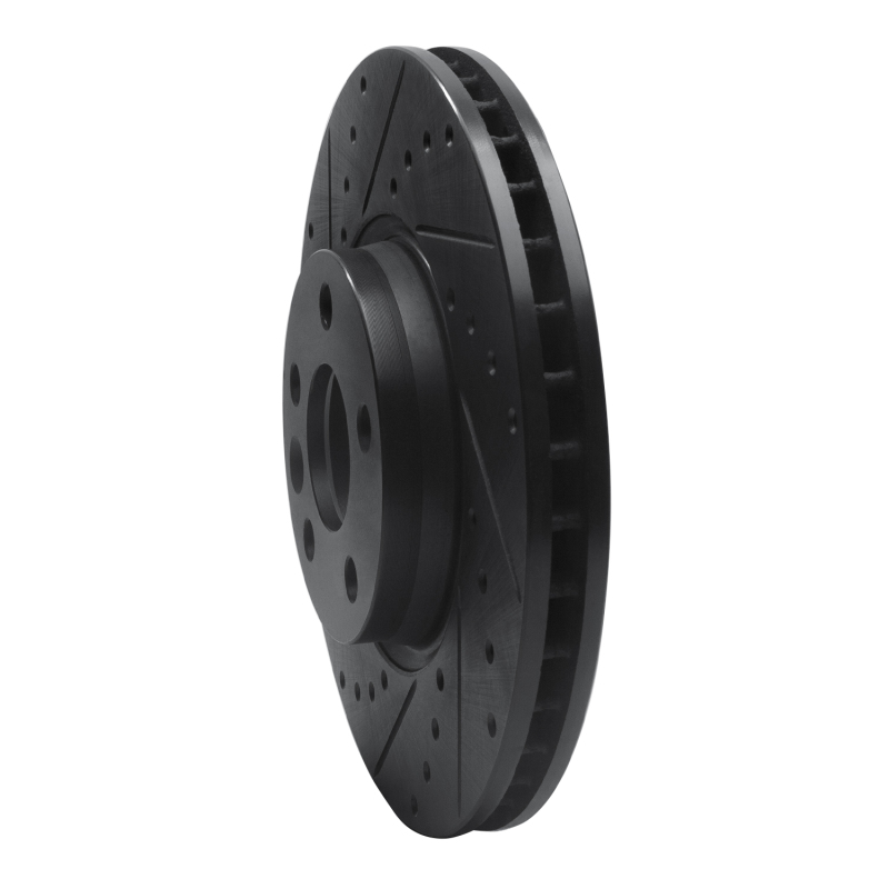 Picture of R1 07-18 Land Rover Range Rover Evoque Front Left Drilled & Slotted Black Brake Rotor