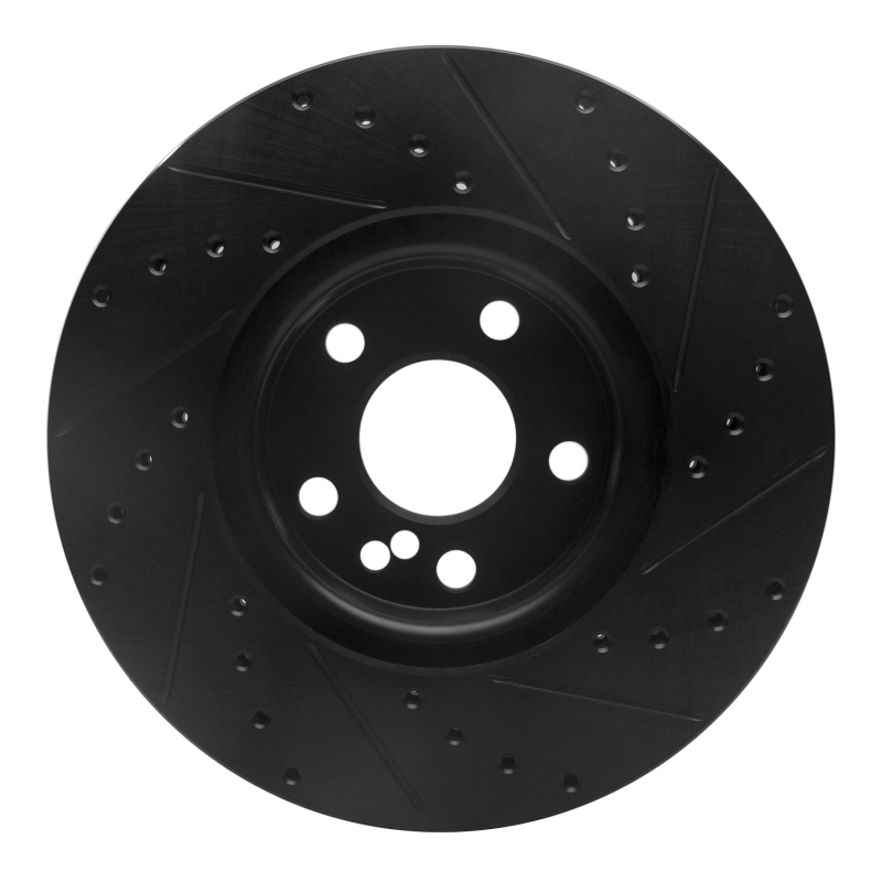 Picture of R1 07-18 Land Rover Range Rover Evoque Front Left Drilled & Slotted Black Brake Rotor