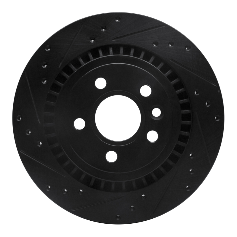 Picture of R1 07-18 Volvo XC70 Rear Left Drilled & Slotted Black Brake Rotor