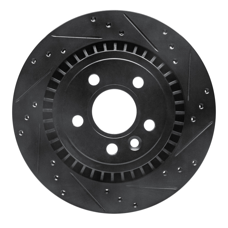 Picture of R1 07-18 Volvo S60 Rear Right Drilled & Slotted Black Brake Rotor