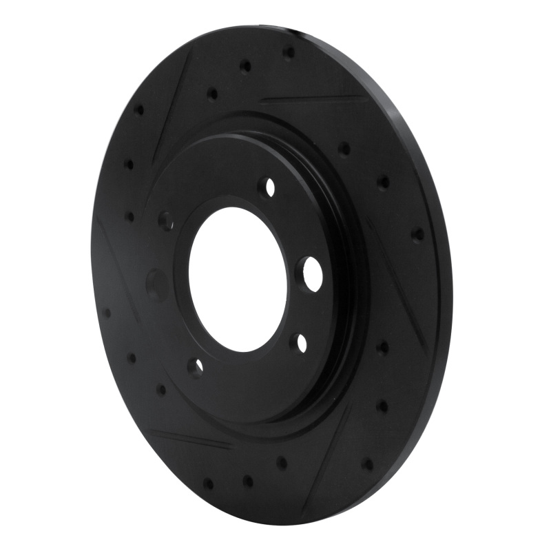 Picture of R1 71-89 Peugeot 604 Rear Left Drilled & Slotted Black Brake Rotor