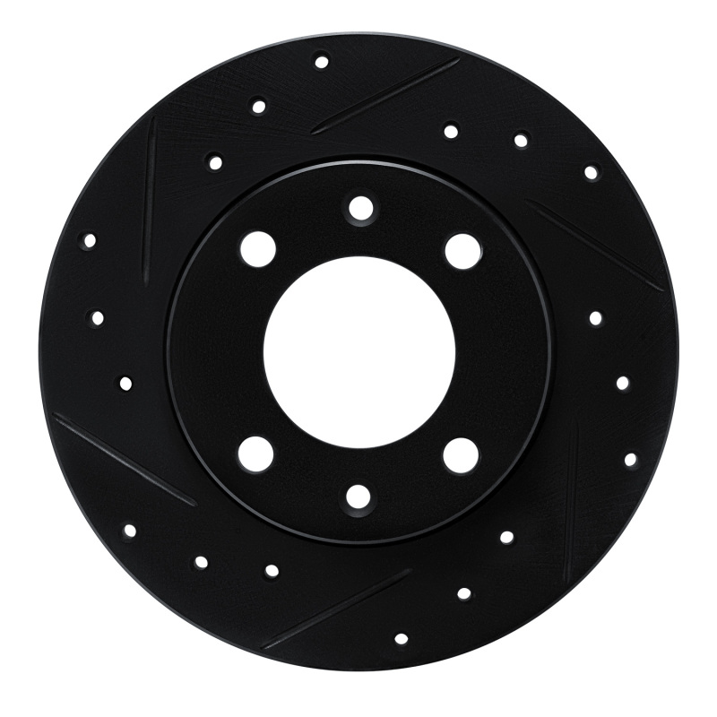 Picture of R1 89-91 Peugeot 405 Rear Left Drilled & Slotted Black Brake Rotor