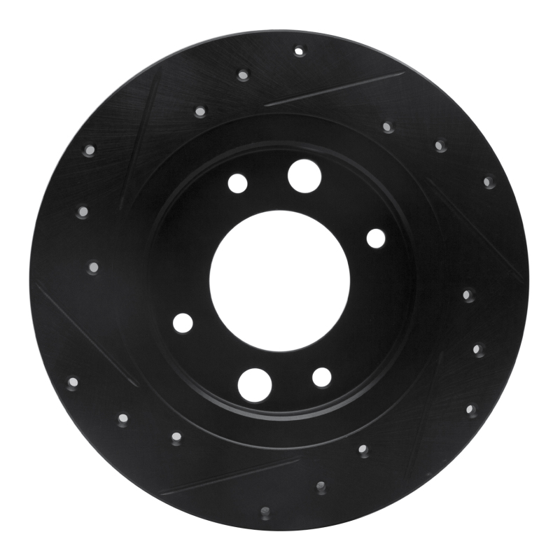 Picture of R1 71-89 Peugeot 504 Rear Right Drilled & Slotted Black Brake Rotor