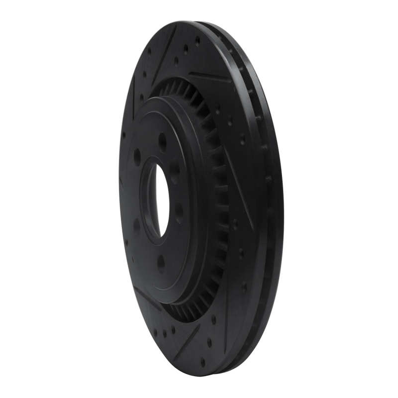 Picture of R1 07-18 Volvo XC70 Rear Left Drilled & Slotted Black Brake Rotor