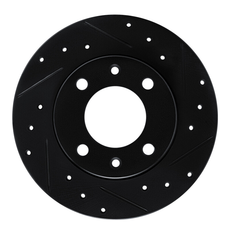 Picture of R1 89-91 Peugeot 405 Rear Right Drilled & Slotted Black Brake Rotor