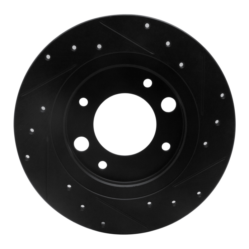 Picture of R1 71-89 Peugeot 604 Rear Left Drilled & Slotted Black Brake Rotor