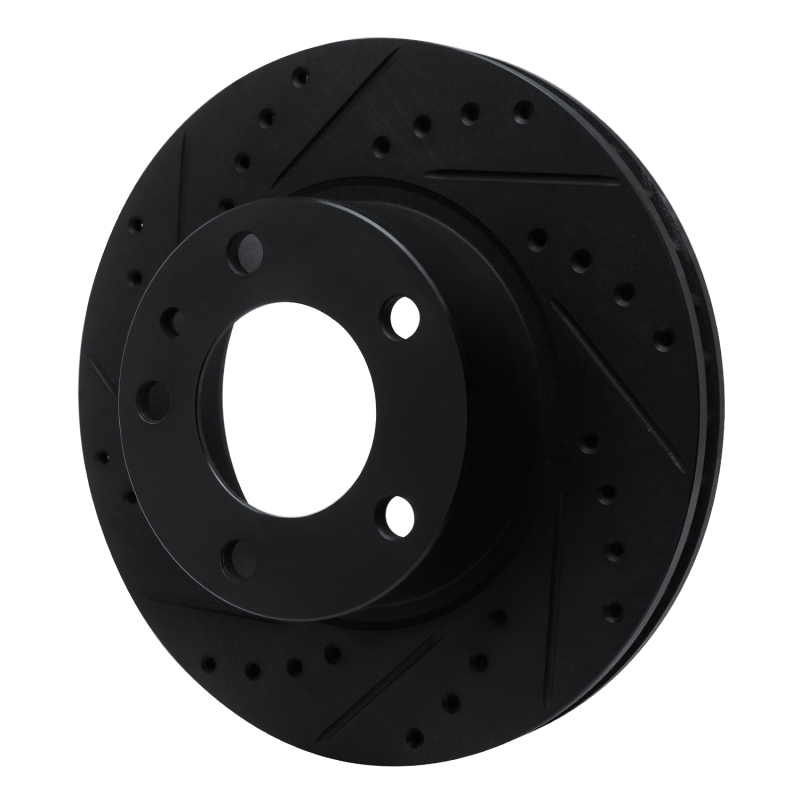 Picture of R1 82-89 BMW 635CSI Front Left Drilled & Slotted Black Brake Rotor