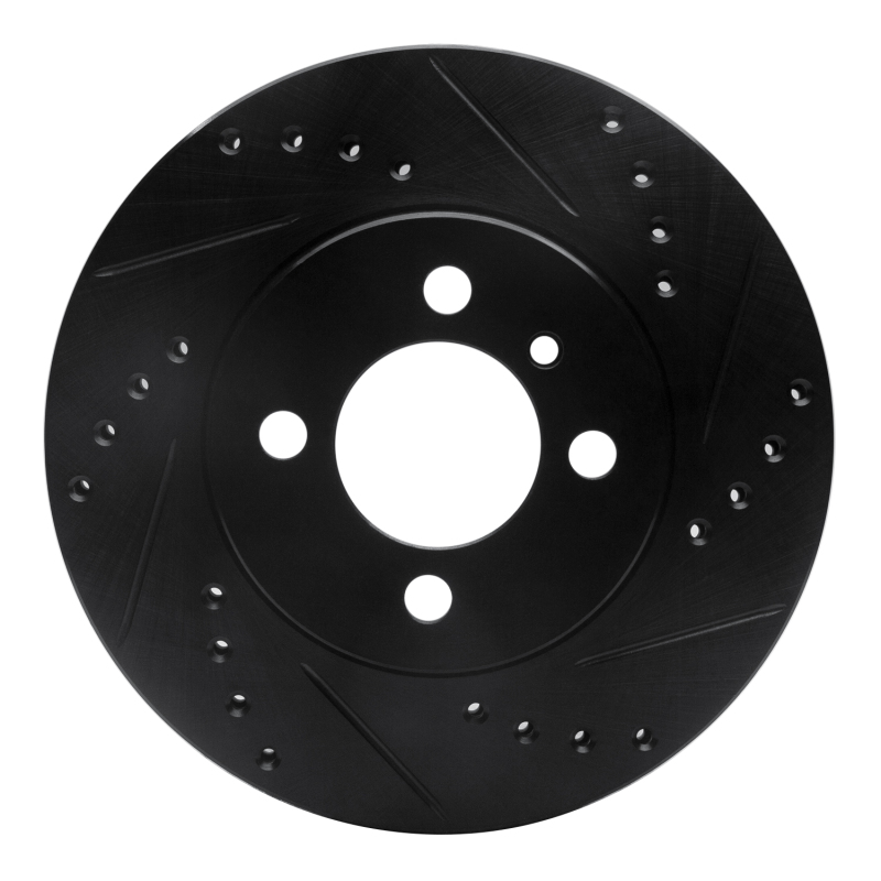 Picture of R1 84-91 BMW 325ES Front Right Drilled & Slotted Black Brake Rotor