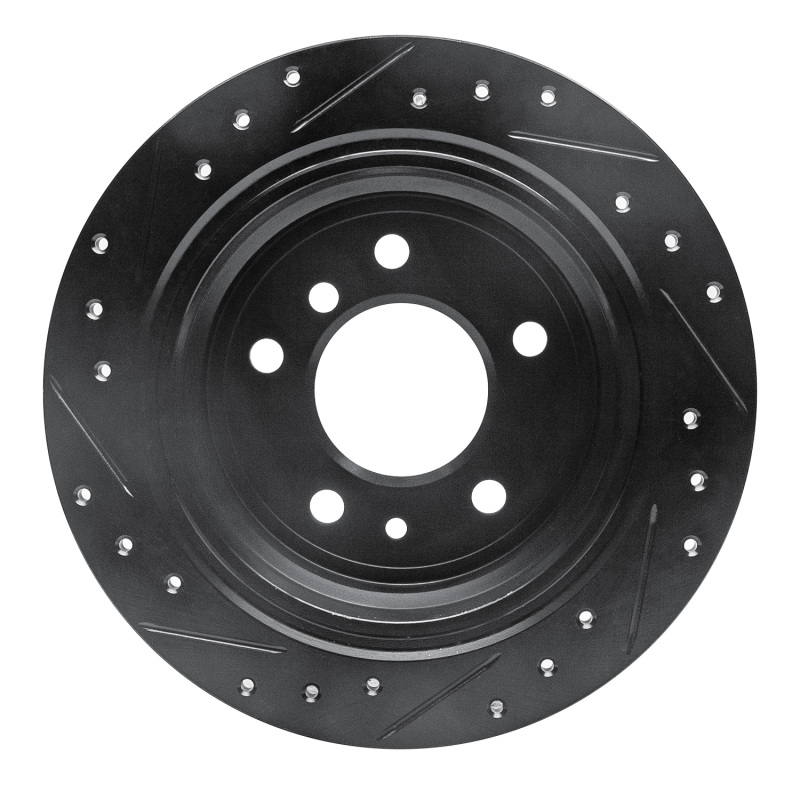 Picture of R1 81-86 BMW 735I Rear Right Drilled & Slotted Black Brake Rotor