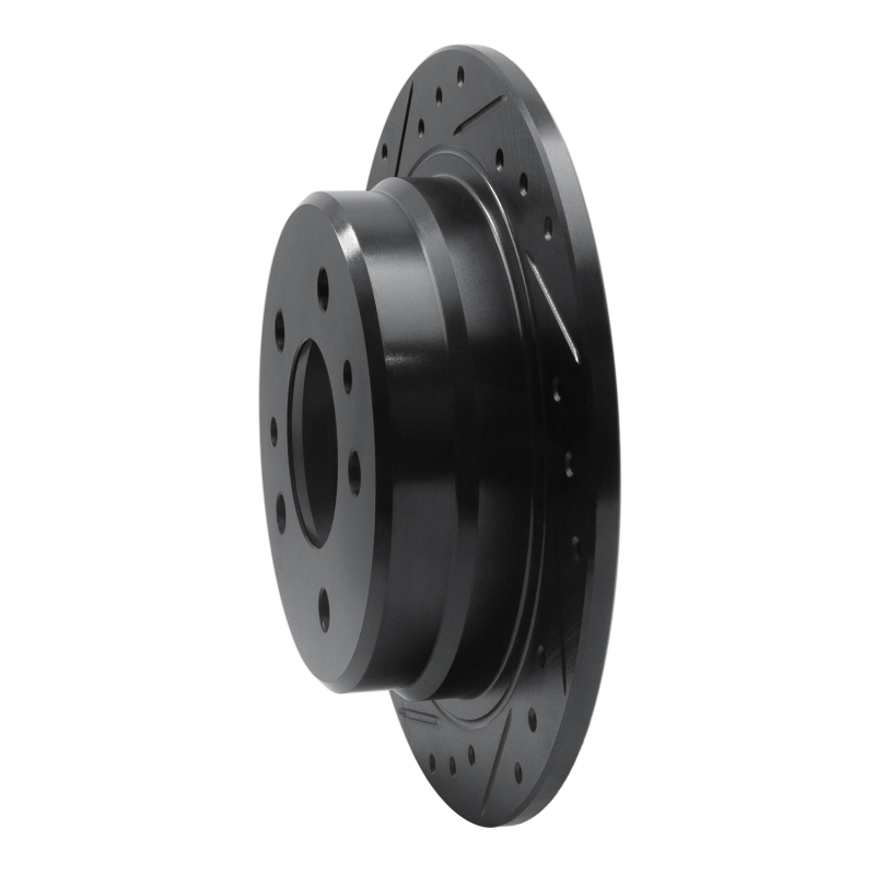 Picture of R1 82-89 BMW 633CSI Rear Left Drilled & Slotted Black Brake Rotor