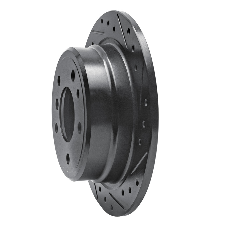 Picture of R1 81-86 BMW 735I Rear Right Drilled & Slotted Black Brake Rotor
