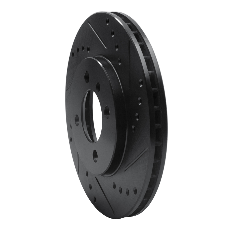 Picture of R1 84-91 BMW 325ES Front Right Drilled & Slotted Black Brake Rotor